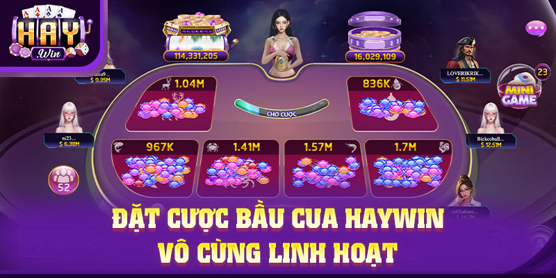 Đặt cược Bầu Cua tại HAYWIN vô cùng linh hoạt